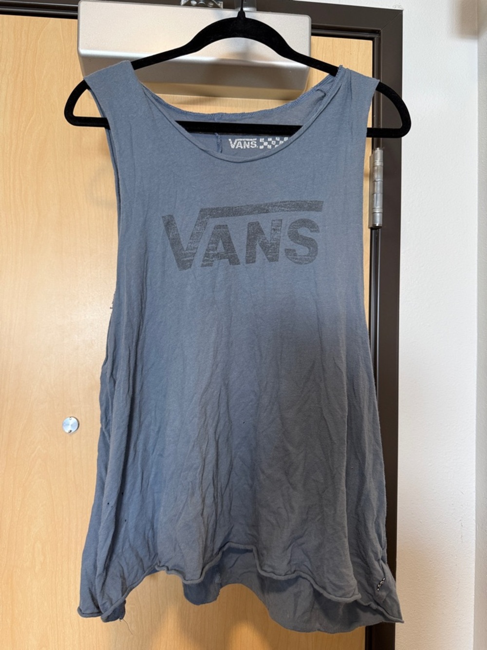 Vans Charcoal Gray Blue Logo Muscle Tank